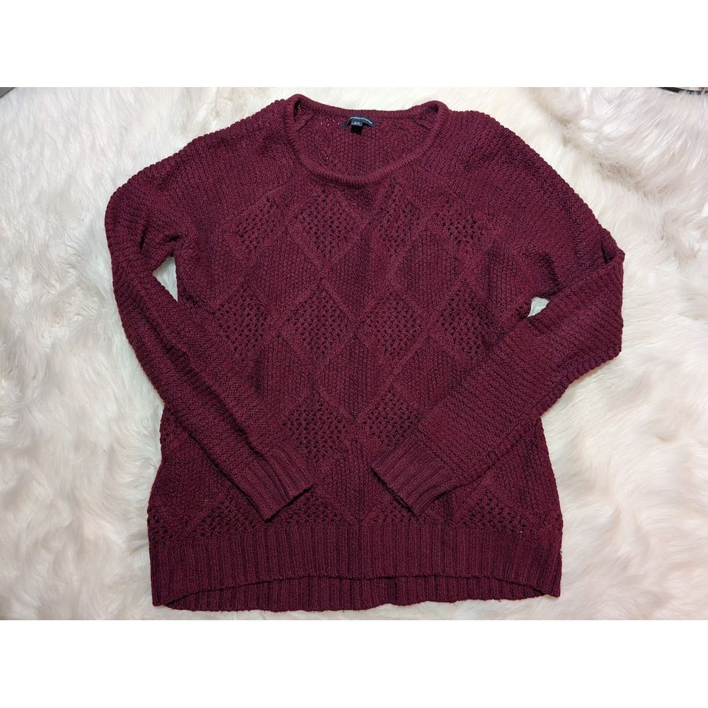 Women's American Eagle Cotton/Wool Blend‎ Knit Maroon Sweater Sz M